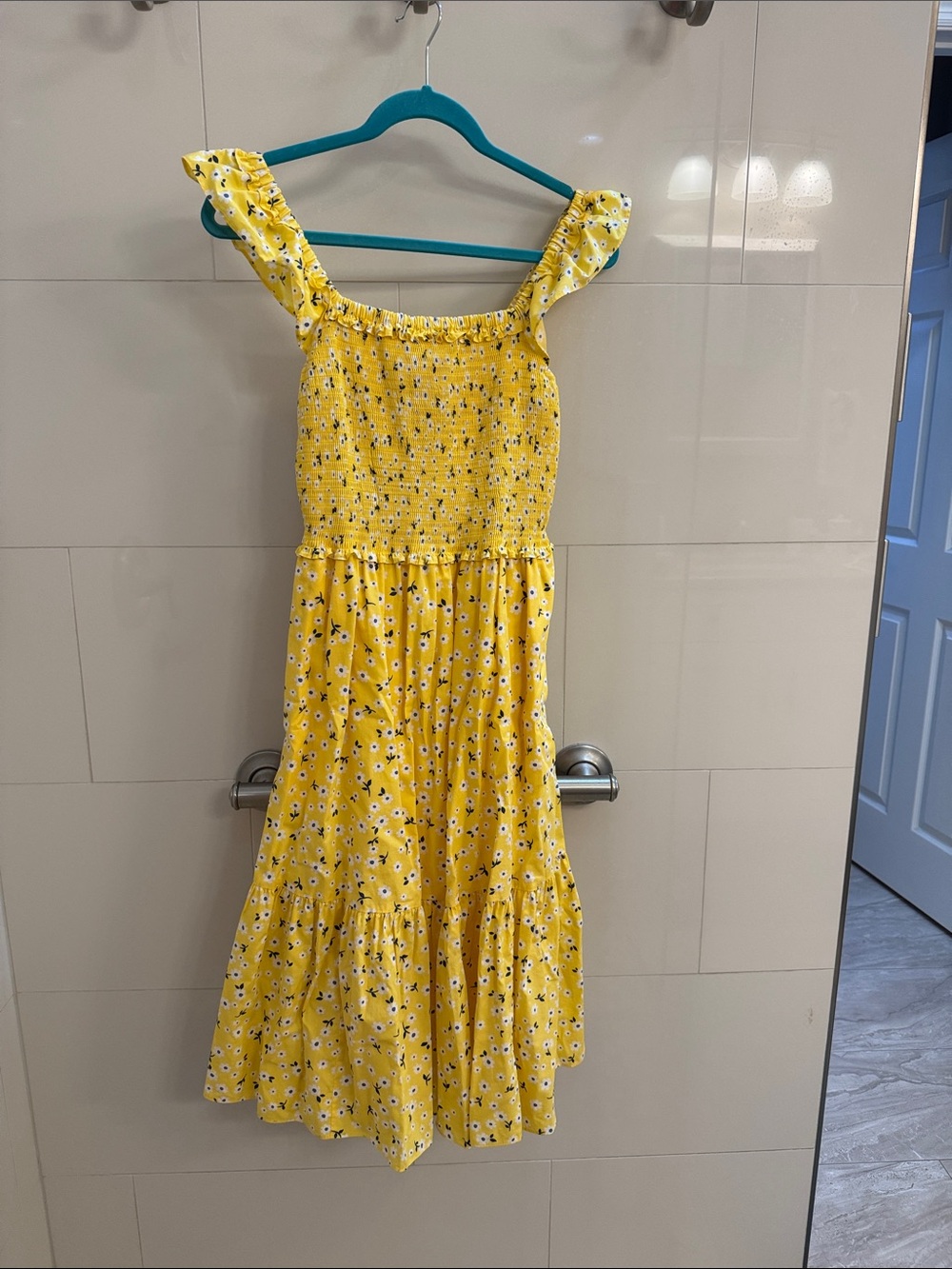 Woman’s’ Yellow Floral Sundress with Ruffle Straps